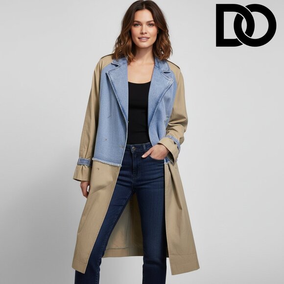 Dee Ocleppo Jackets & Blazers - Do by Dee Ocleppo Julia Mixed Media Trench Coat NWT XL- All buttons removed